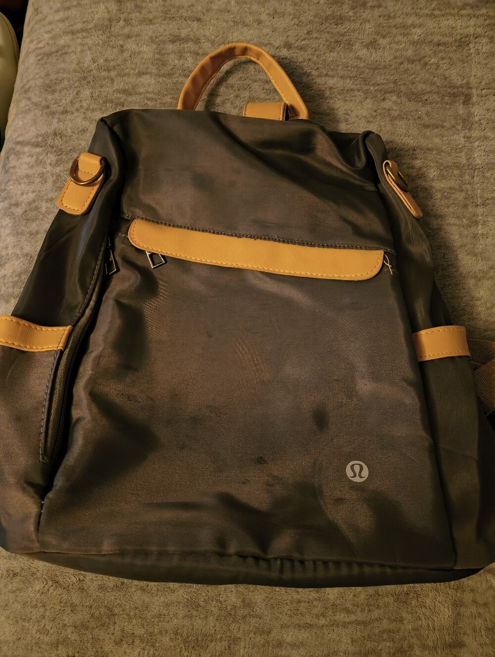 lululemon athletica Black Backpack with Mustard Trim